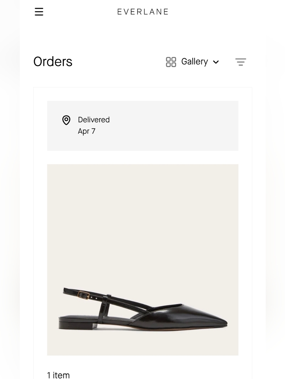 Everlane Black Pointed Toe Slingback Flats NWOT Size 8